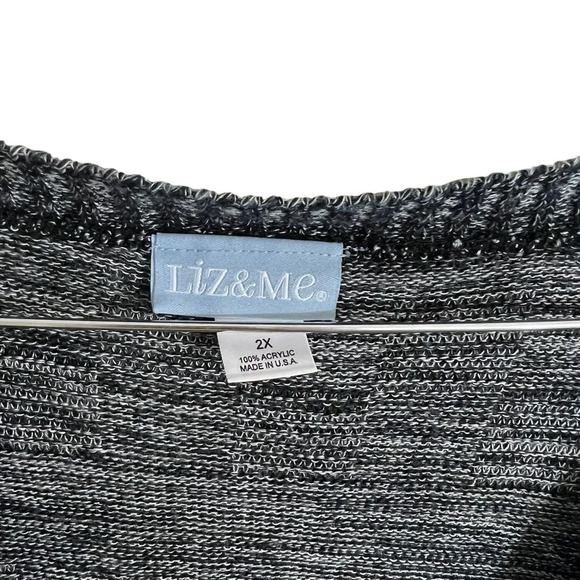 Liz & Me Gray Cardigan Sweater Plus Size 2X V Neck Short Sleeves Neutral Knit - Picture 7 of 7